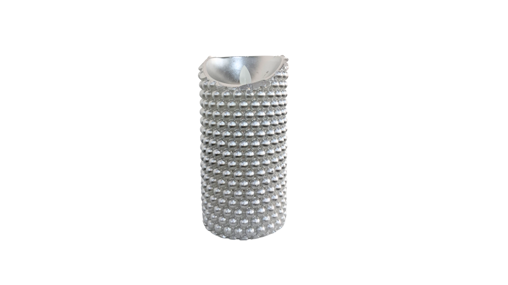 LED Candle Silver Pearls Large