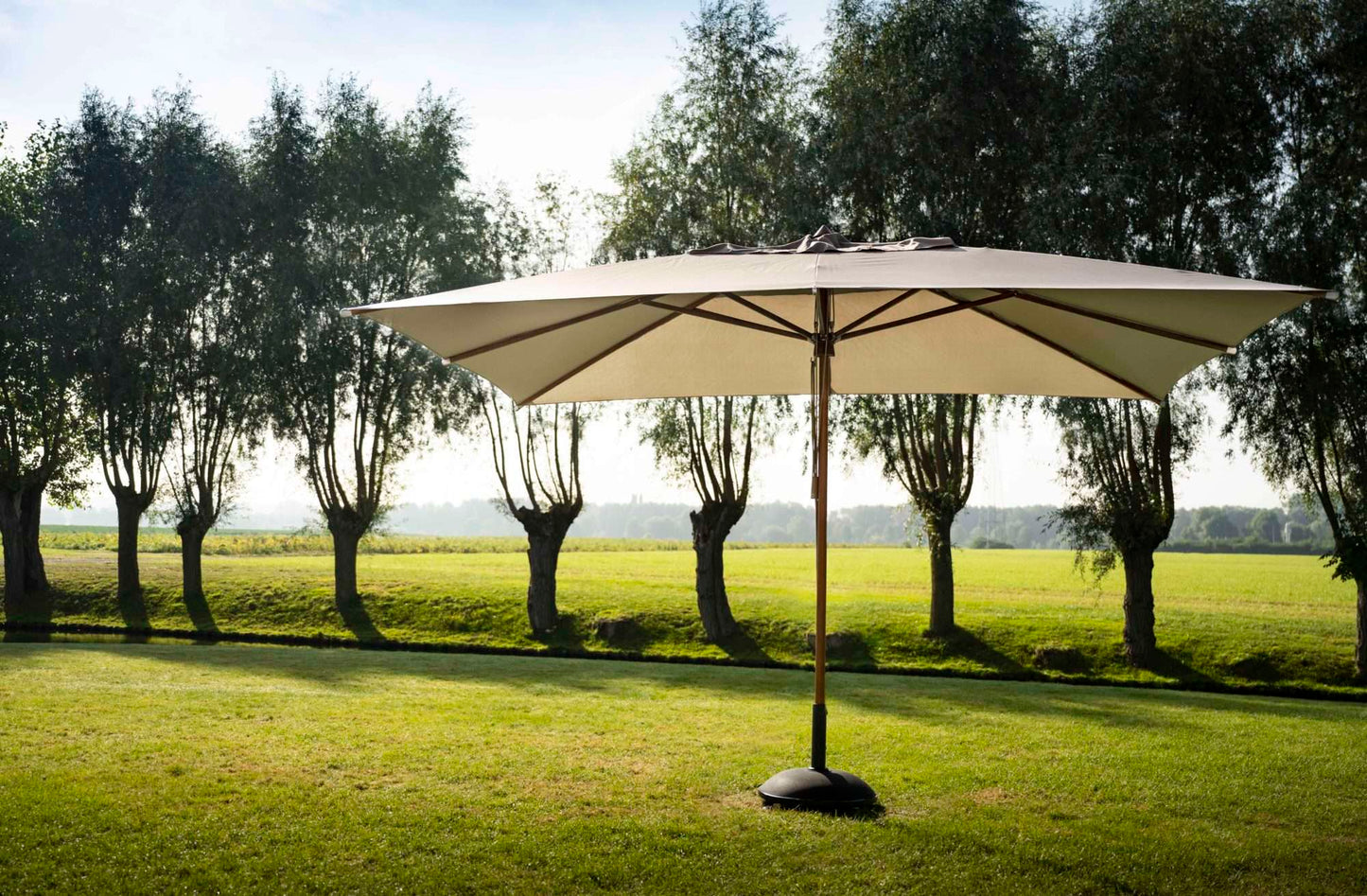 Parasol Bergamo Eucalyptus Wood White Color 3x4m