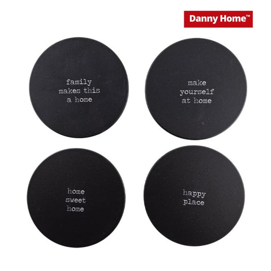 Black Porcelain Round Drink Coasters