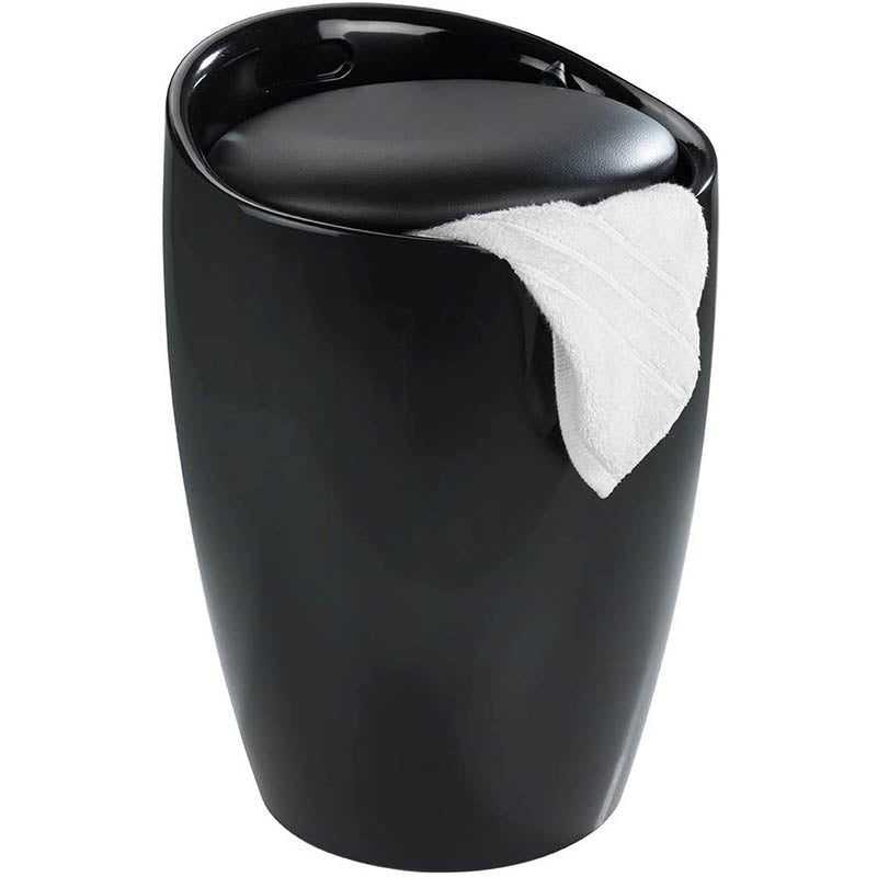 Wenko Bathroom stool Candy Black laundry collector