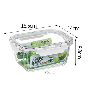 900ml Borosilicate Rectangle Glass Food Storage Container With Microwave, Freezer & Dishwasher Safe NFH-77338