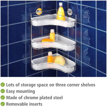 Wenko Vacuum-Loc 3-Tier corner rack Milazzo fixing without drilling