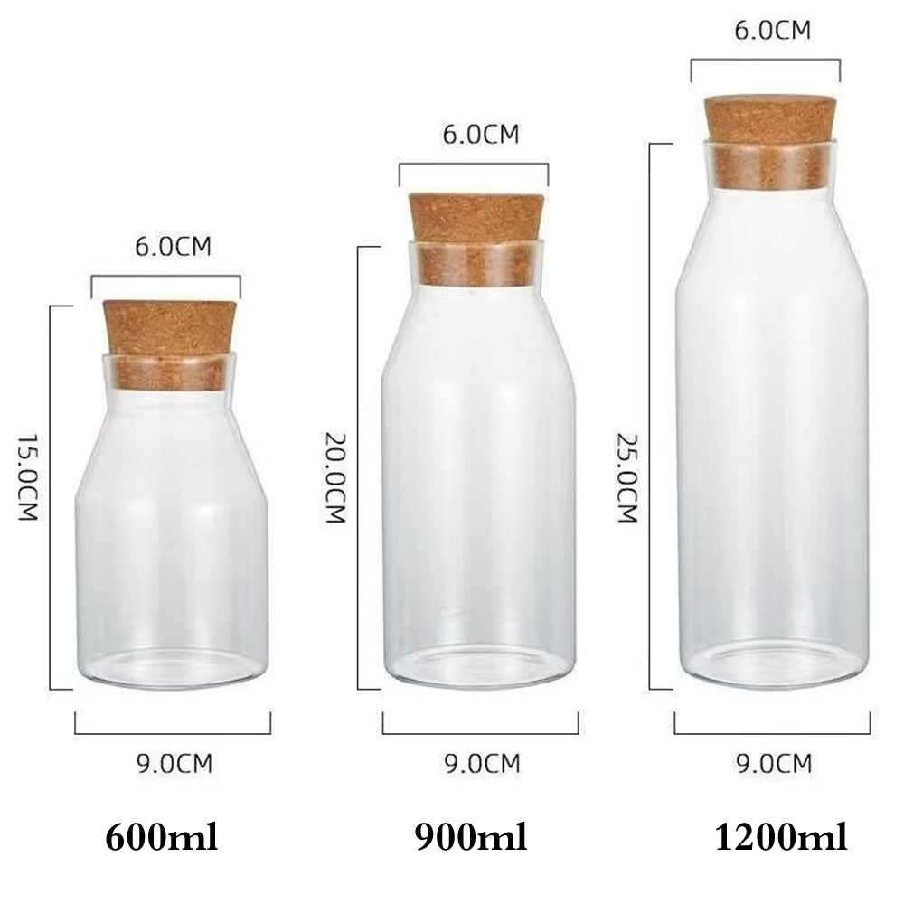 1-Pcs High-Quality Glass Bottle with Cork Lid