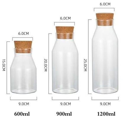 1-Pcs High-Quality Glass Bottle with Cork Lid