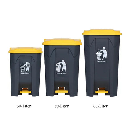 20/30/50/80/100-Liter Heavy-Duty Plastic Foot Pedal Operated Trash Can with Lid