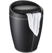 Wenko Bathroom stool Candy Black Leather Look laundry collector