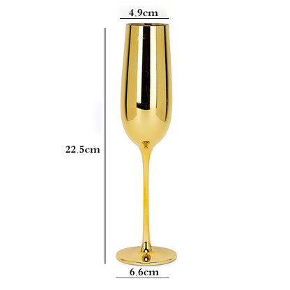 6-Pcs Elegant & Smooth Beverages Champagne Flute Glass – Gold 190ml #3769