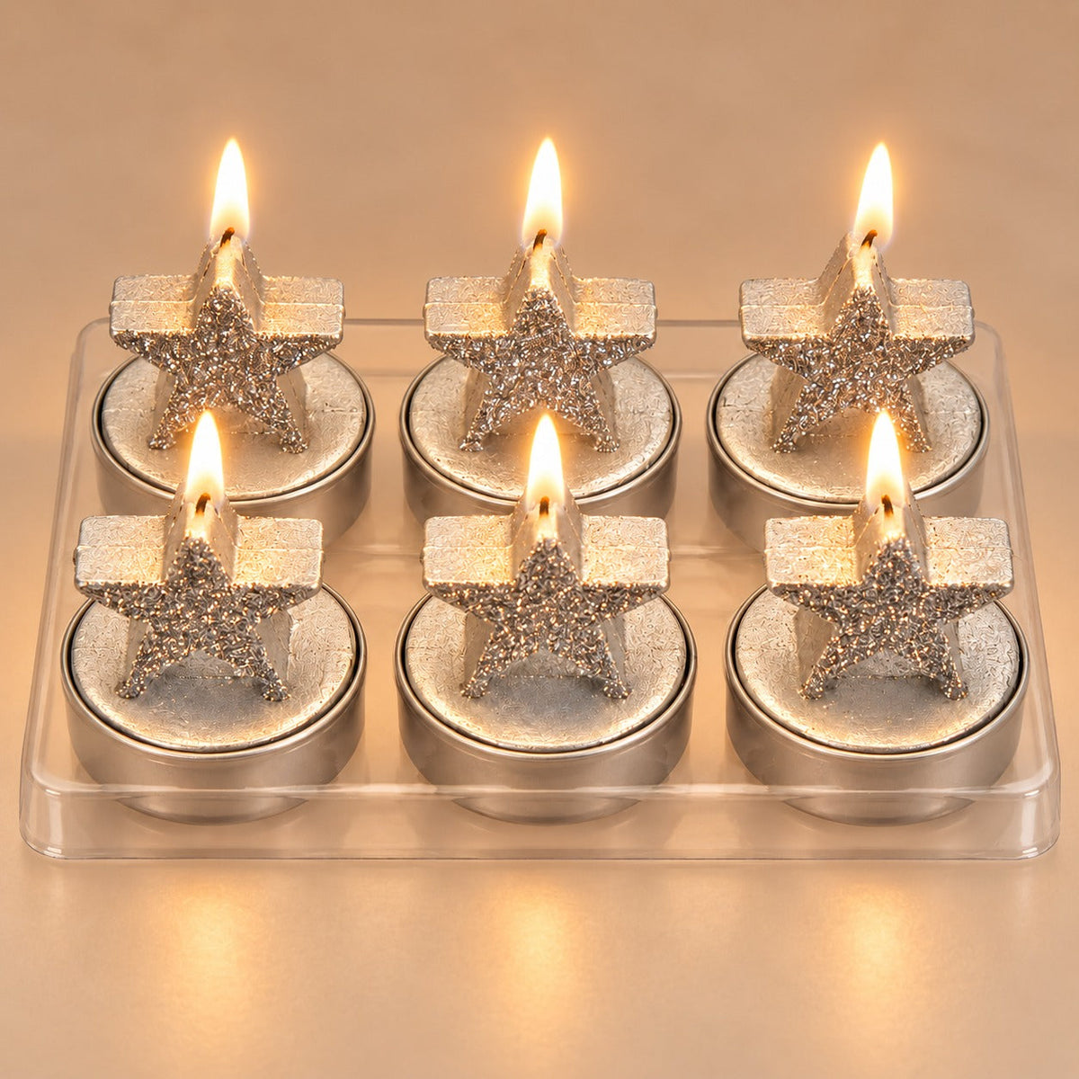 Migros Silver Star Christmas Candles – Set of 6