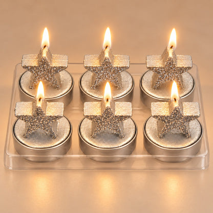Migros Silver Star Christmas Candles – Set of 6
