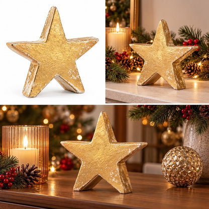 Pure Gold Ceramic Star Christmas Decoration