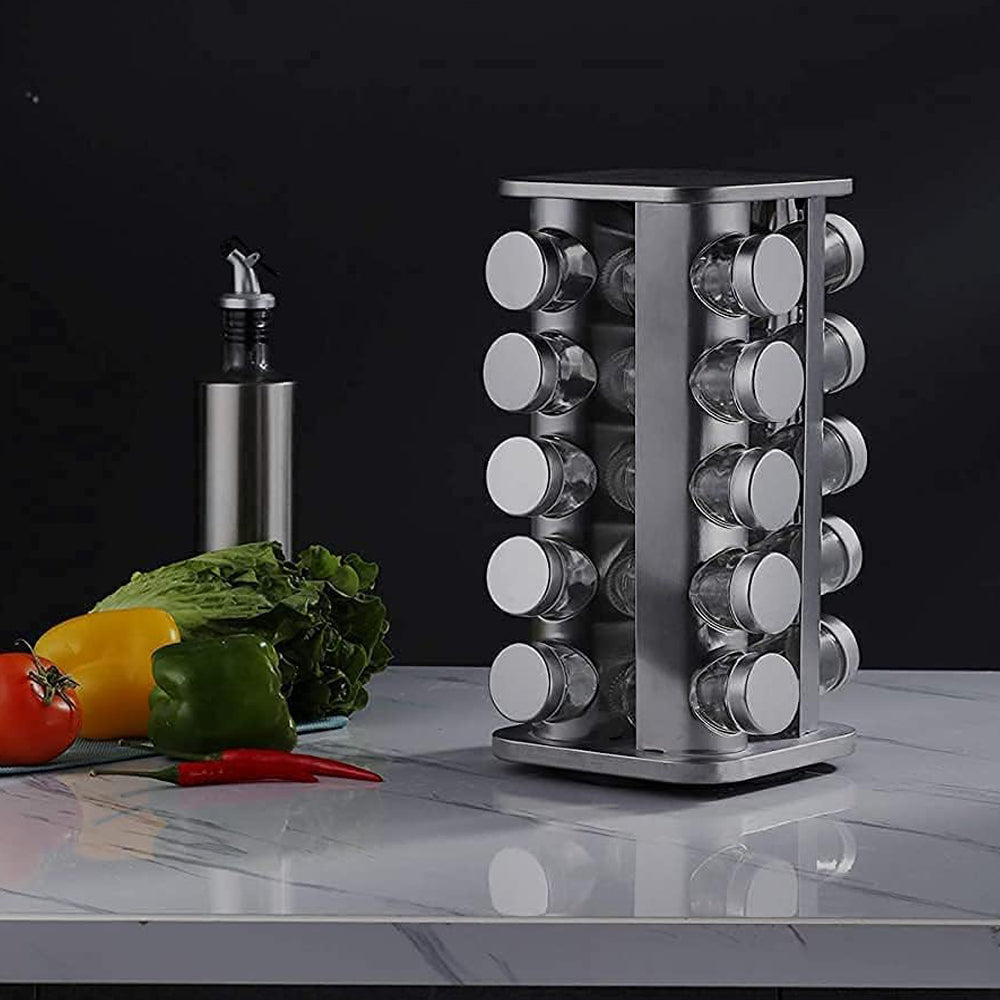 20-JARS 100ML Stainless Steel Rotating Seasoning Spice Jar Set