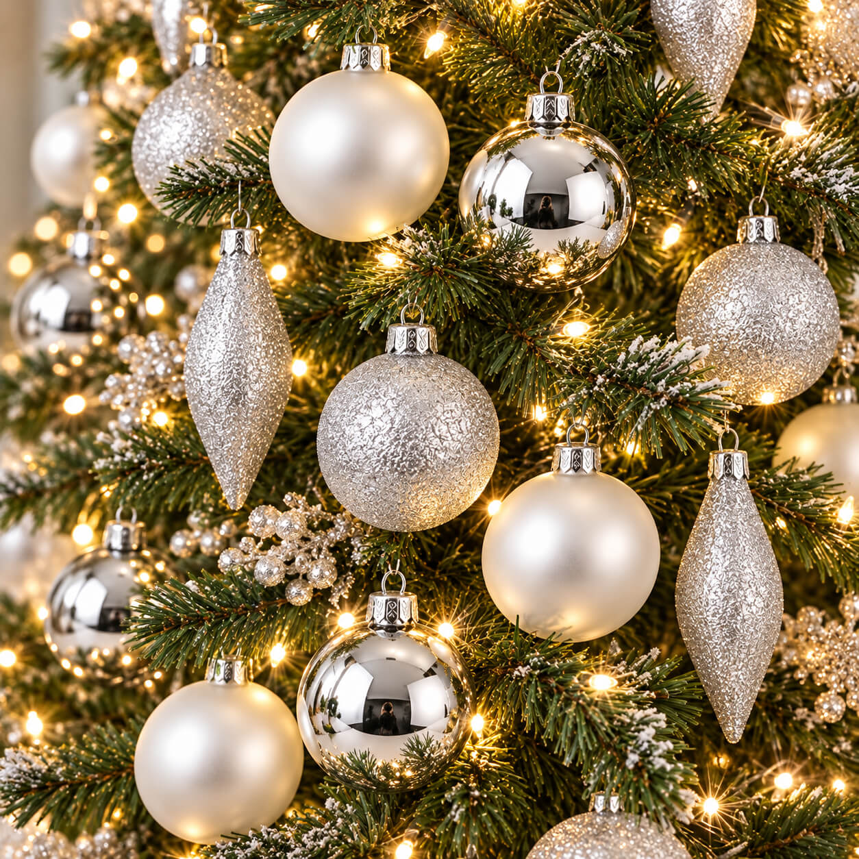 Micasa 39-Piece Glass Christmas Ornament Set – Silver & White