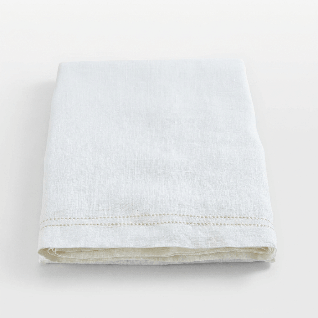 Elite Hemstitch White Cotton Tablecloth 152x300 cm