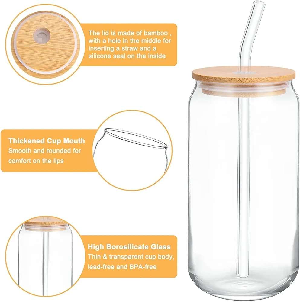 Danny Home Matcha 4-Pcs  Glass Cup With Straw 480-ml