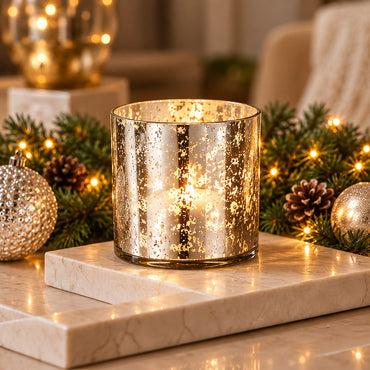 Flameless LED Glass Lantern with Real Wax Candle – Gold & Silver