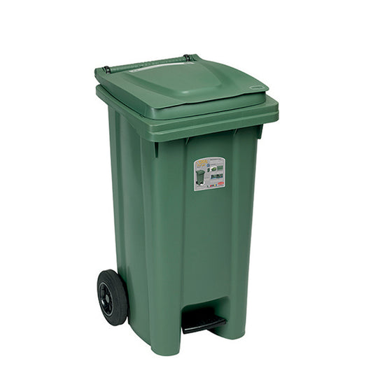 Stefanplast 25138 +25998/Dustbin 120L Green Met. W/Lid