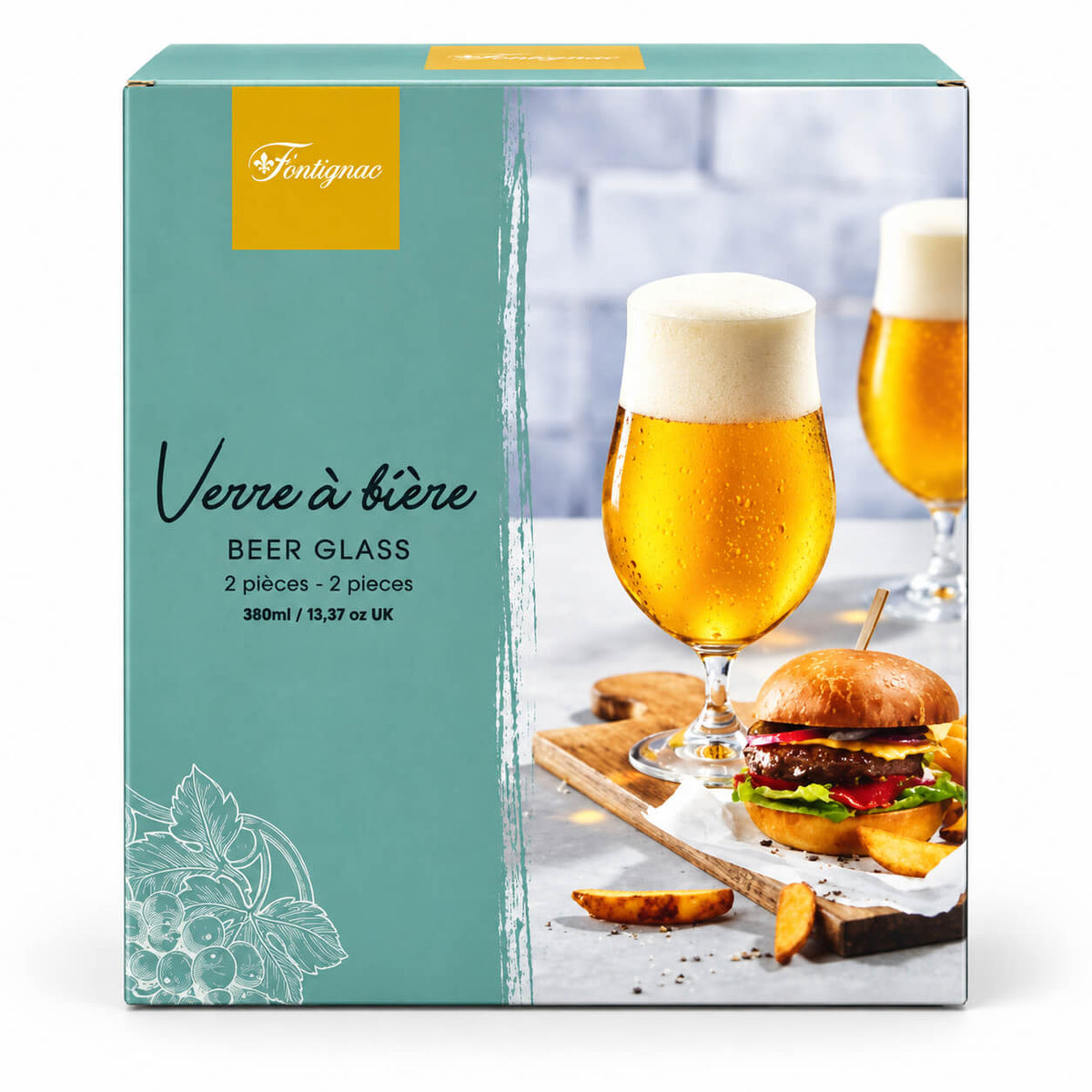 Set of 2 Beer/Juice Glasses " 380ml" by Fontignac