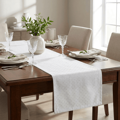 White&Silver Dots Decorative Table Runner