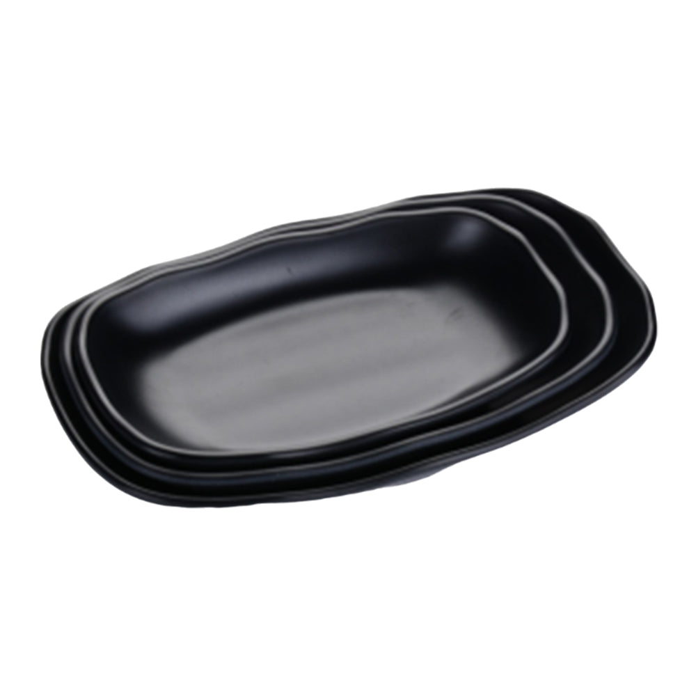 Long Plate Black Melamine Dinnerware