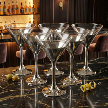 6-Pcs Elegant & Smooth Beverages Champagne Flute Glass – Silver 160ml #2846