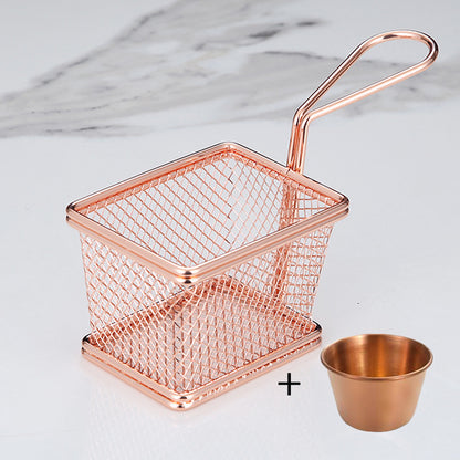 Stainless Steel Fries Basket With Sauce Bowl