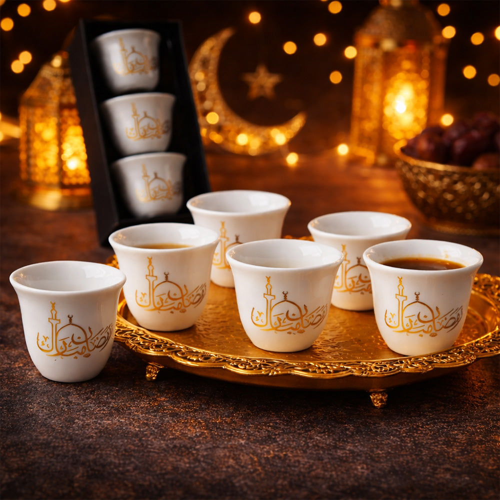 Ramadan Mubarak, 6-Pieces Ceramic Coffee Cup Set