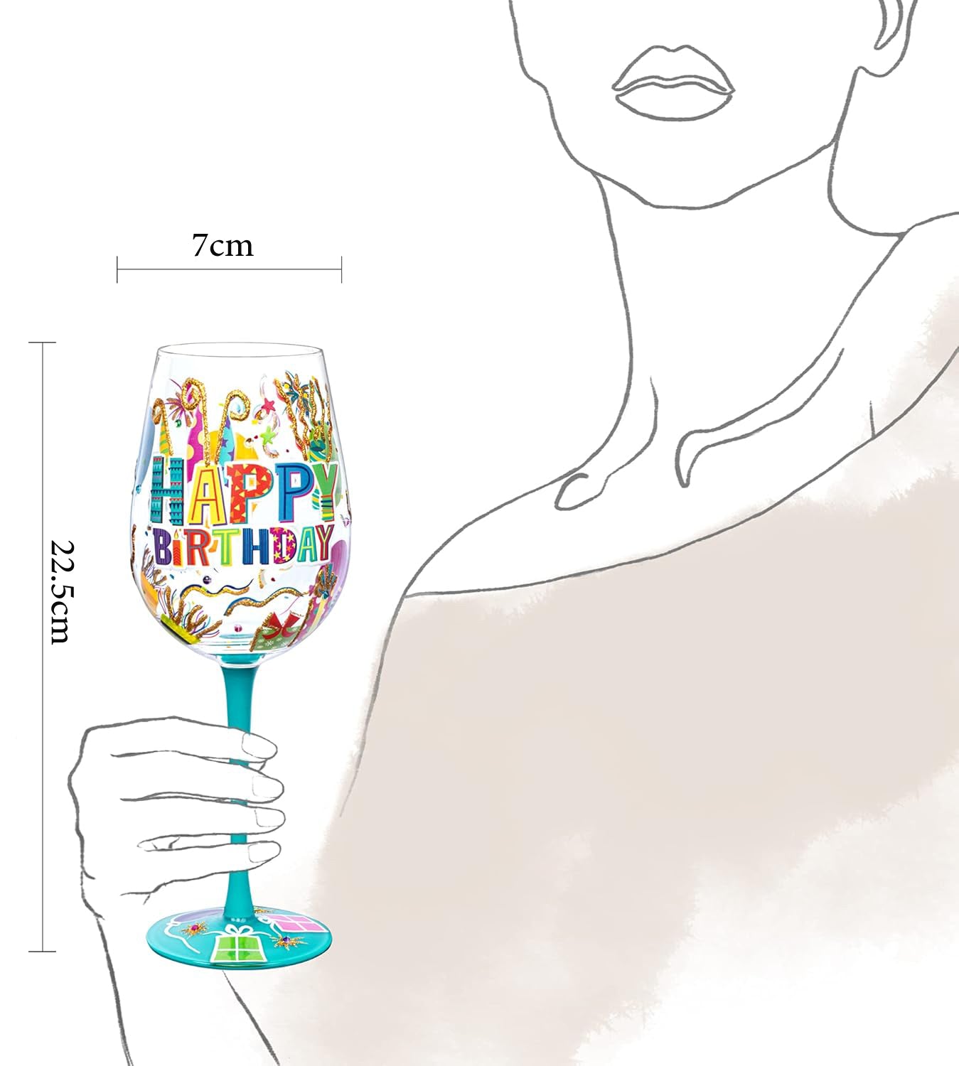 Danny Home Hand-painted Wine Glass Happy Birthday