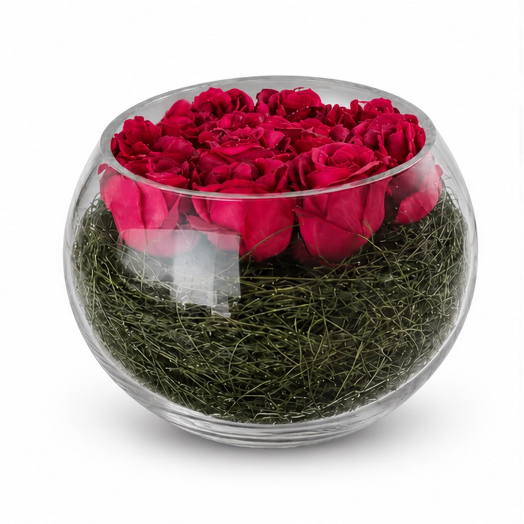 Cucina & Tavola Charm Rose Arrangement in Glass Vase