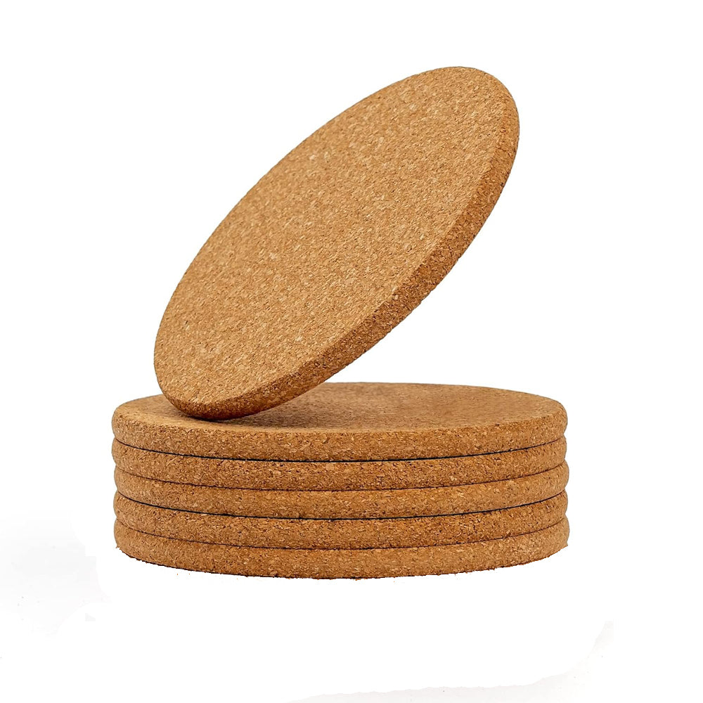 6-Pieces Cork Coasters 10cm – 5mm Thick