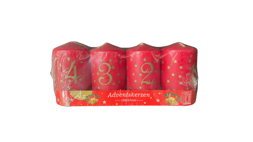 Set of 4 Numbered Christmas Candles