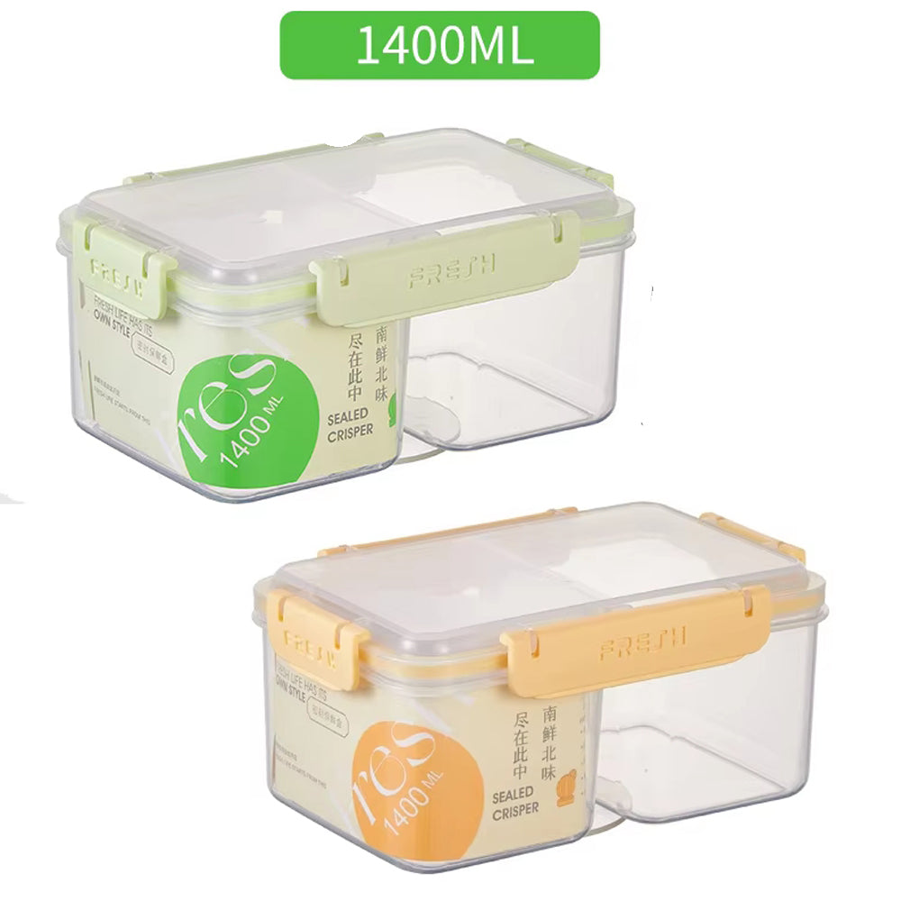 Microwave plastic Food Storage 2 Compartment With Smart Lock Lids 1400ml