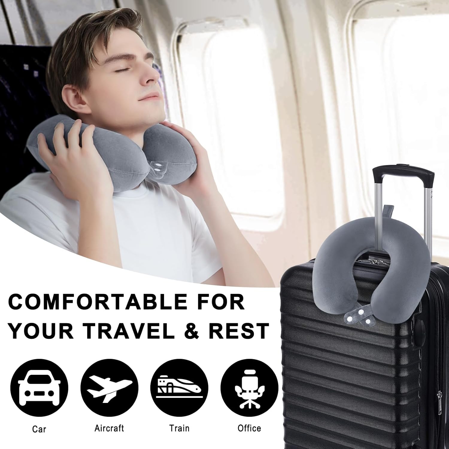 U-Shaped Micro Beads Neck Head Support Travel Pillow