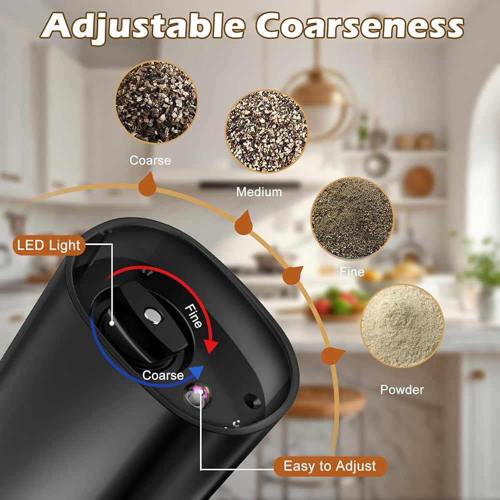 Rechargeable Electric Salt and Pepper Shakers Set
