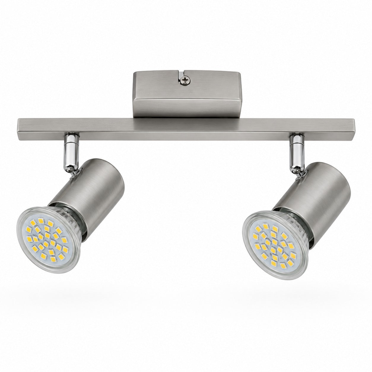 Micasa SHIDO II 2-Light LED Spotlight Bar – Satin Stainless Steel | Adjustable GU10 Ceiling & Wall Light