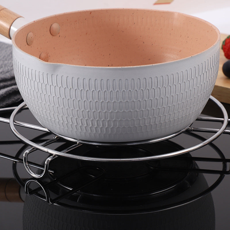 20-cm Stainless Steel Round Kitchen Hot Pot Stand with Handle Heat Resistance Stand