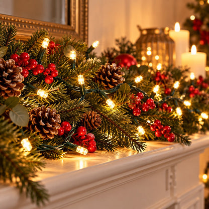 Noël Amber Lights 20 LED Warm White Christmas String Lights – 1.9 m