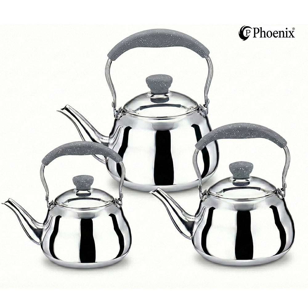 Phoenix 3-Pcs Stainless Steel Teapots – Grey