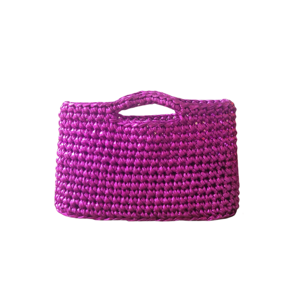 Metallic Crochet Clutch Bag