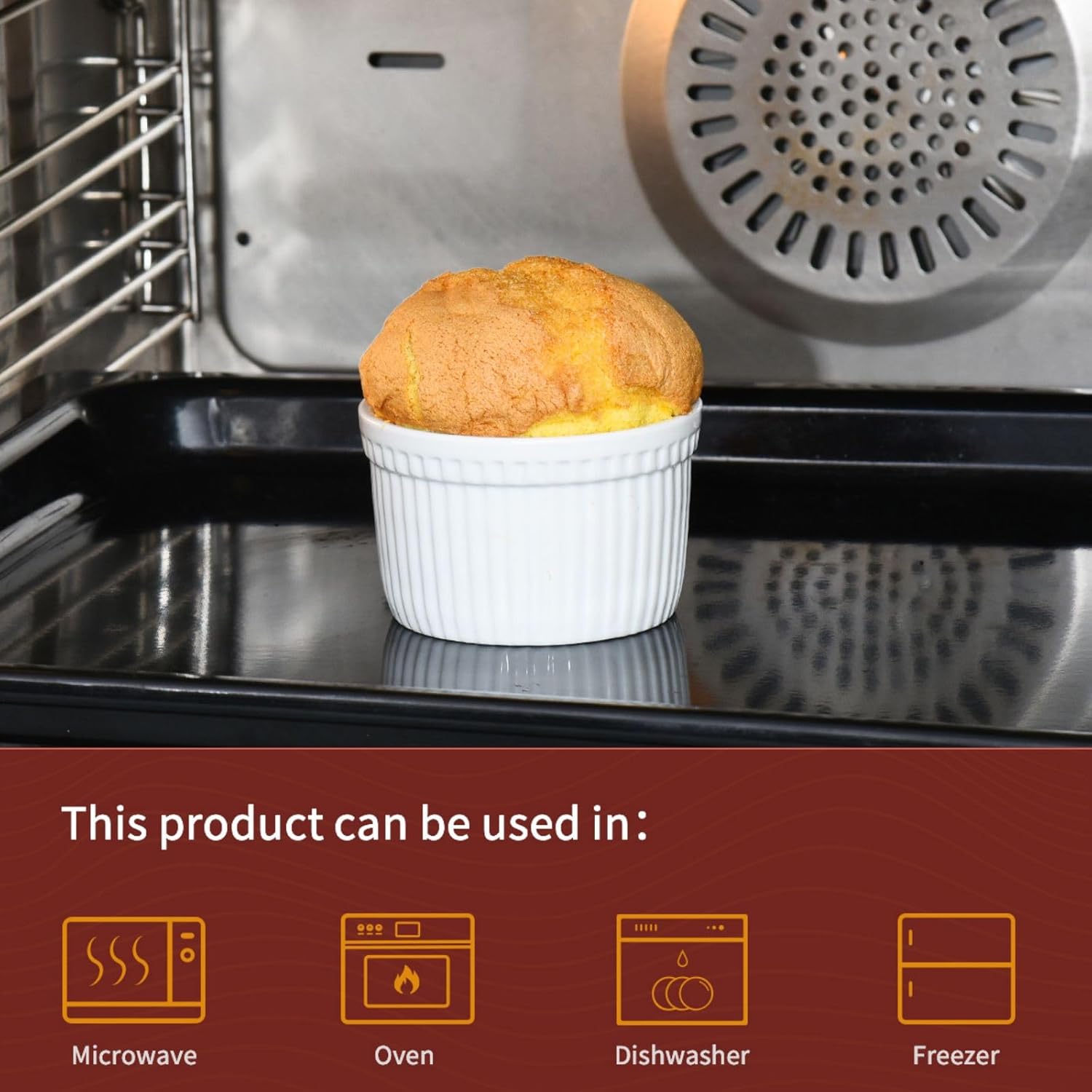 Danny Home 4-Pcs Mini Ramekins 160ml Small Ceramic Bowls for Dips, Souffle, Creme Brulee, and Baking