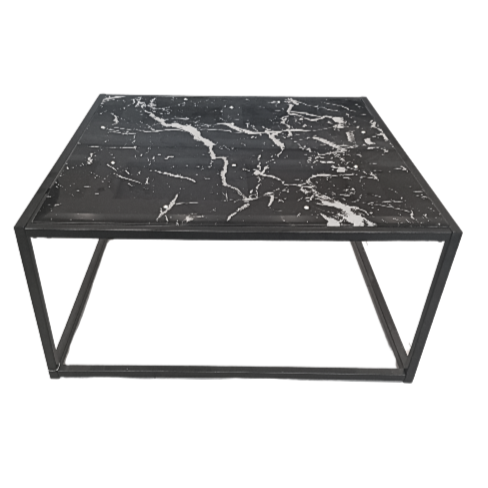 Nevia-2 Glass Marble Look Square Table by Reality