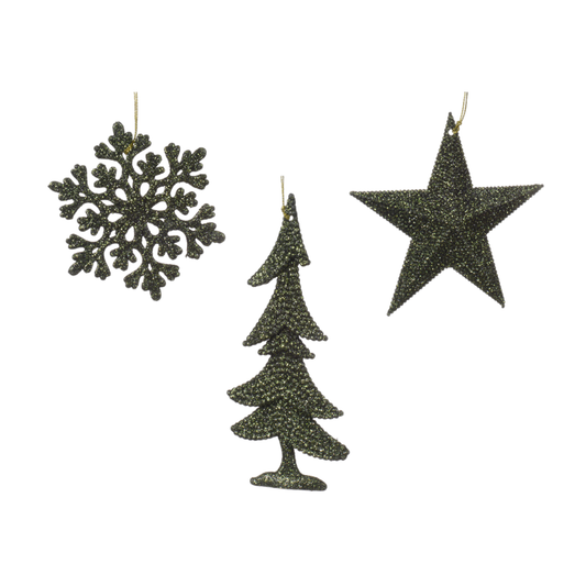 olive green Christmas ornaments 1pc - 12cm (KAEMINGK)