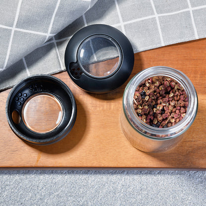 Multifunctional Glass With Stainless Steel Salt, Spice Jar