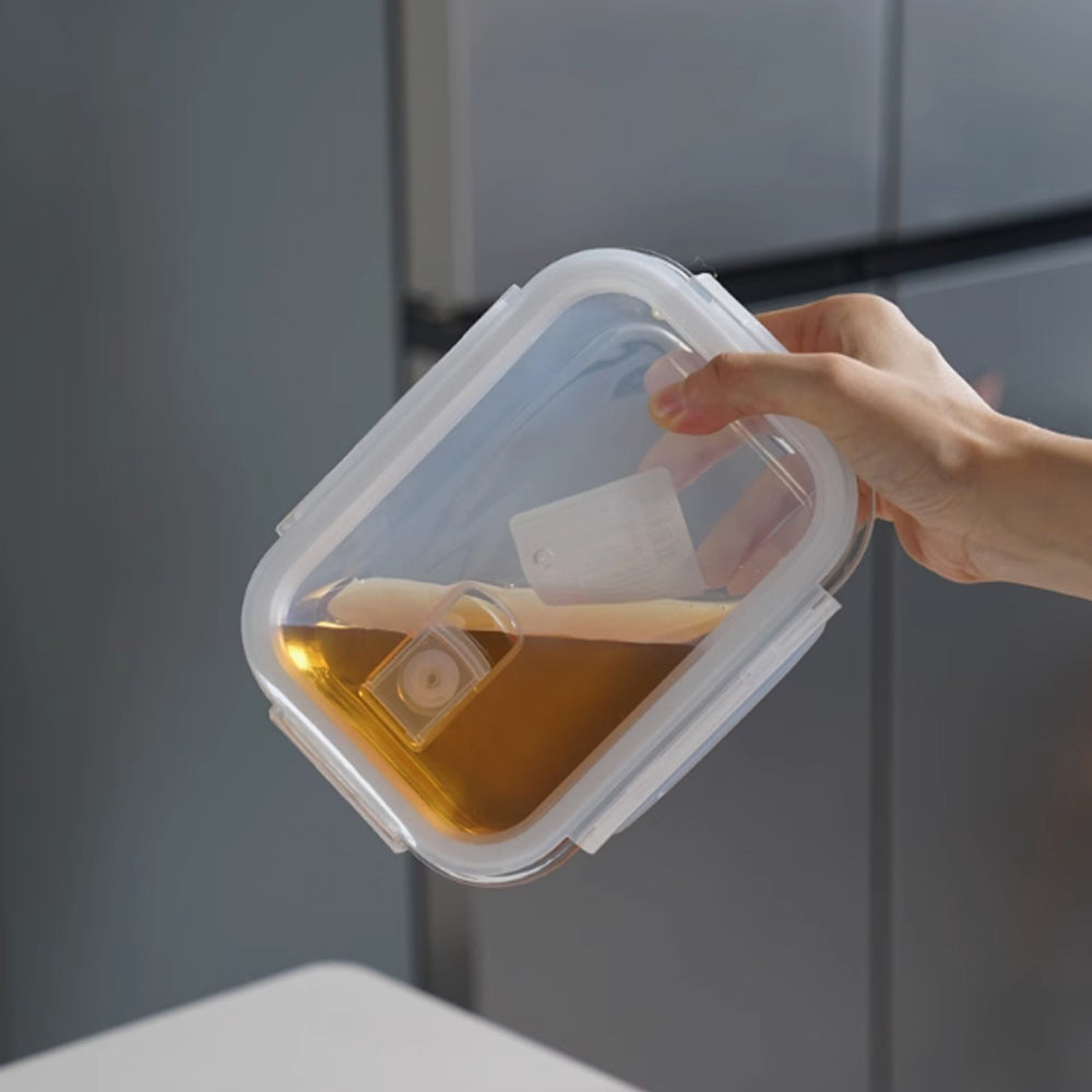 400ml Borosilicate Rectangle Glass Food Storage Container With Microwave, Freezer &amp; Dishwasher Safe NFH-77850