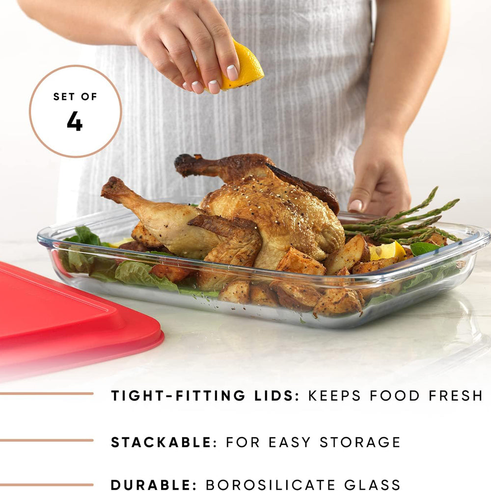 FENIX Set of 4PCS Tempered Nesting Glass Bakeware Set