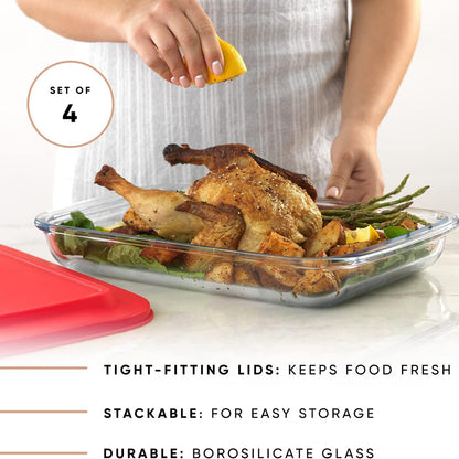 FENIX Set of 4PCS Tempered Nesting Glass Bakeware Set