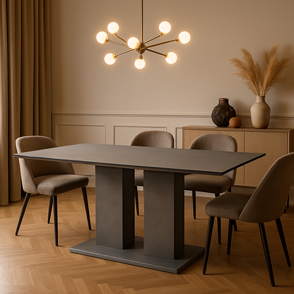 Reality Raw Steel Modern Extendable Dining Table