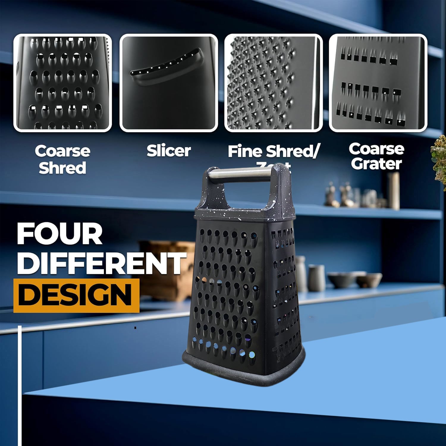 WELLMES Stainless Steel 4-Sided Grater