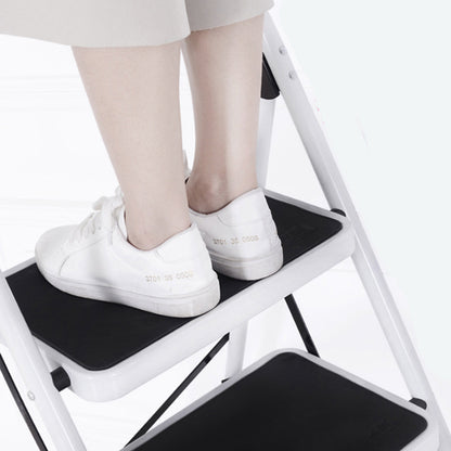 Metal Folding Ladder Handgrip Anti-Slip and Wide Pedal-White