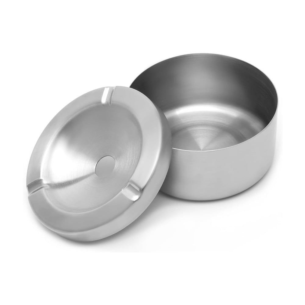 Thick Stainless Steel Cigarette Ashtray With Lid Black – 9 cm OZ-9B