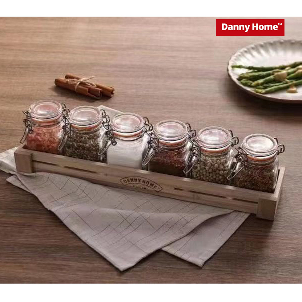 Danny Home 6-Pieces Clip Closure Spice Jars Set (36x9x9) cm
